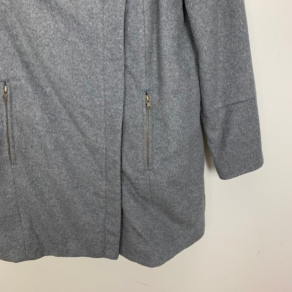 Tobi Anabel Wool Blend Coat Jacket Poncho Side Asymmetrical Zip Grey Black S - Picture 6 of 8